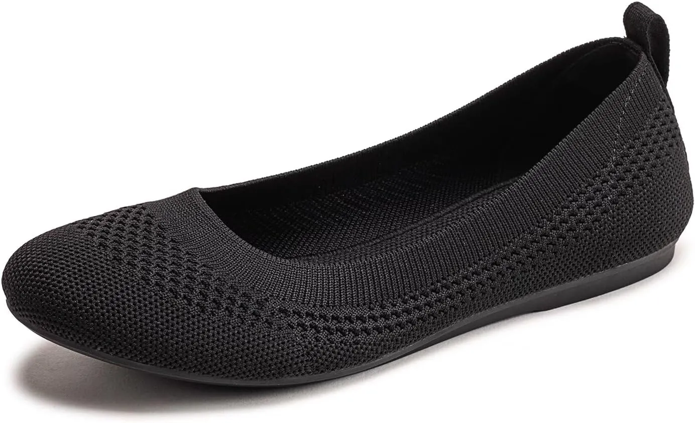 Frank Mully Women’s Ballet Flat Shoes Knit Dress Shoes Round Toe Slip On Ballerina Walking Flats Shoes for Woman Low Wedge Comfort Soft