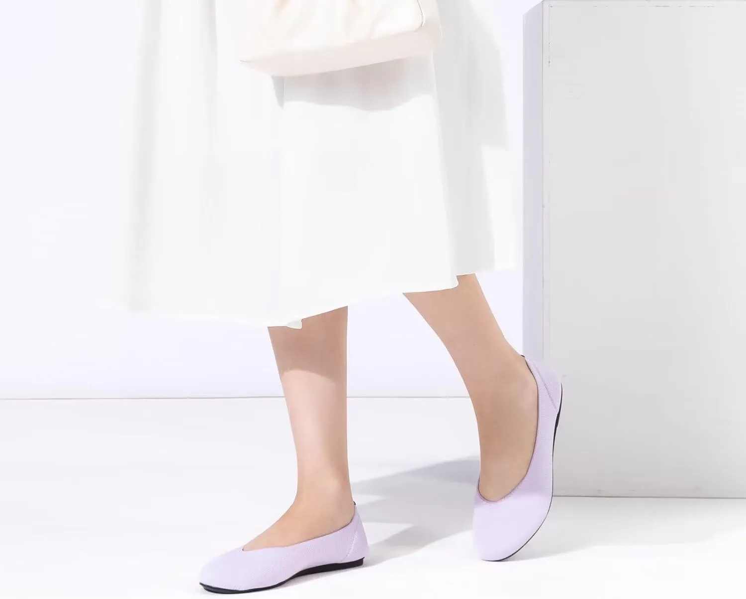 Frank Mully Women’s Ballet Flat Shoes Knit Dress Shoes Round Toe Slip On Ballerina Walking Flats Shoes for Woman Low Wedge Comfort Soft