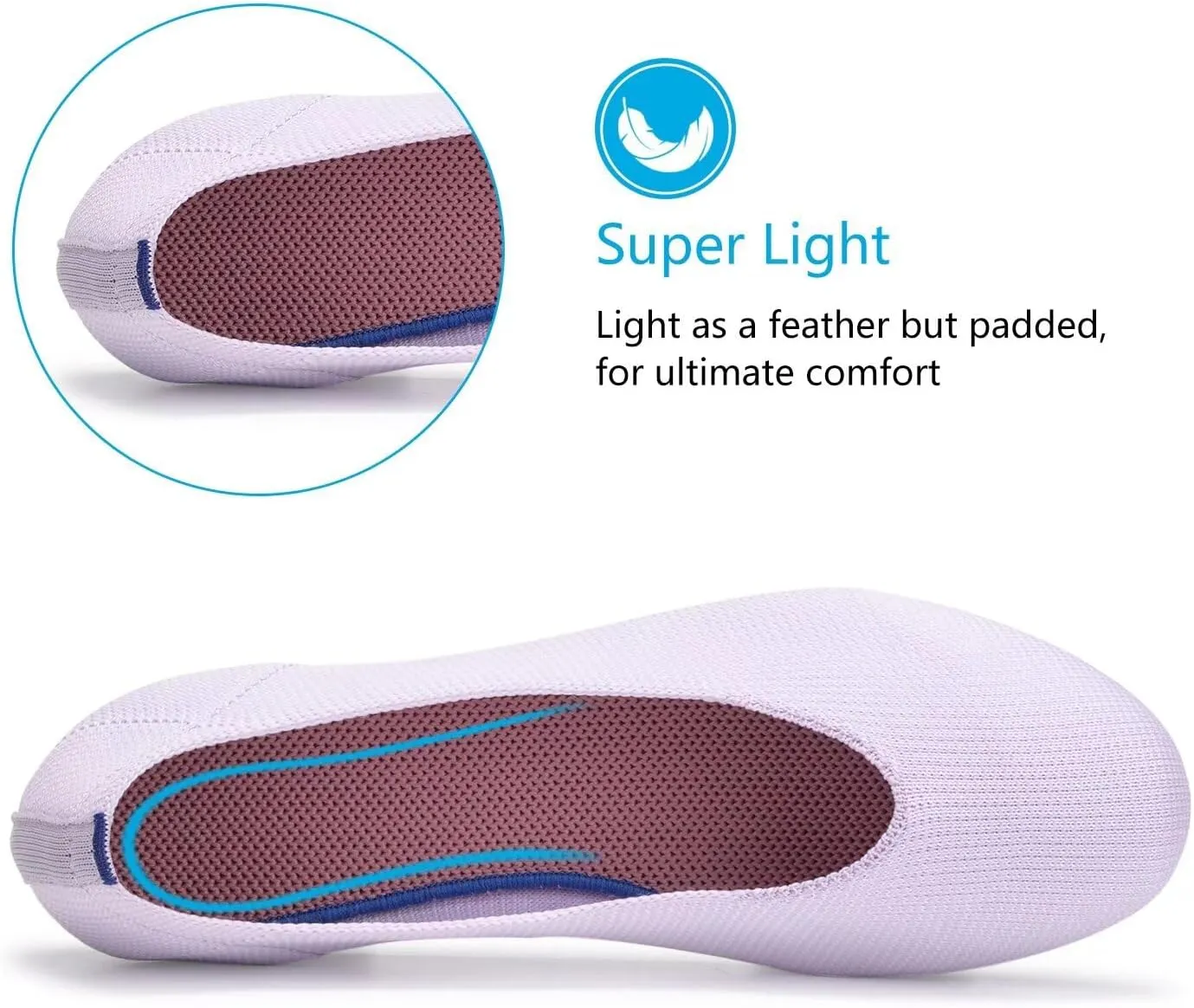 Frank Mully Women’s Ballet Flat Shoes Knit Dress Shoes Round Toe Slip On Ballerina Walking Flats Shoes for Woman Low Wedge Comfort Soft