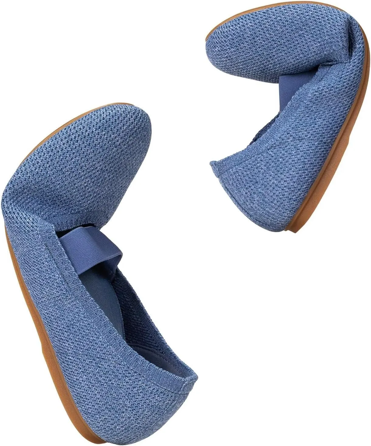 Frank Mully Womens Ballet Flats Casual Round Toe Knit Fabric Flats for Women with Single Strap Ballerina Flat Shoes Lightweight Dressy Shoes for Woman
