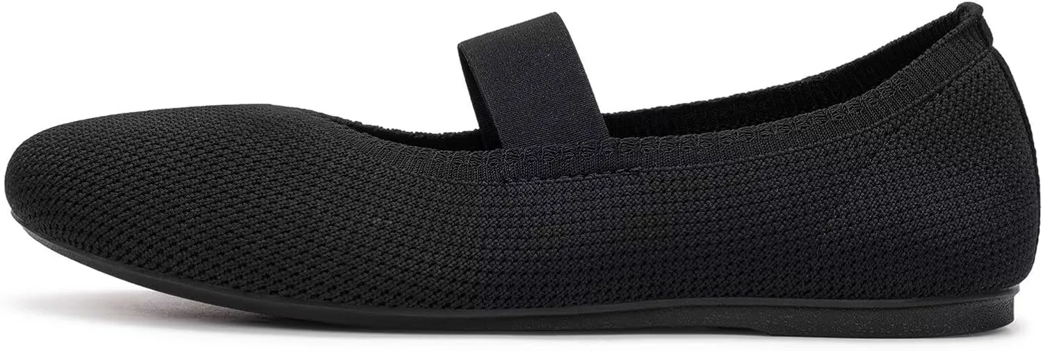 Frank Mully Womens Ballet Flats Casual Round Toe Knit Fabric Flats for Women with Single Strap Ballerina Flat Shoes Lightweight Dressy Shoes for Woman