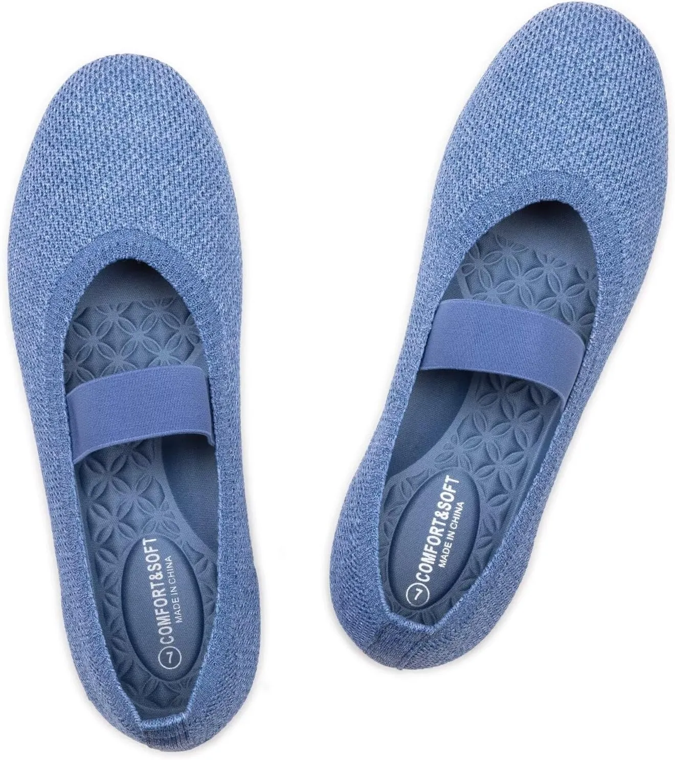Frank Mully Womens Ballet Flats Casual Round Toe Knit Fabric Flats for Women with Single Strap Ballerina Flat Shoes Lightweight Dressy Shoes for Woman