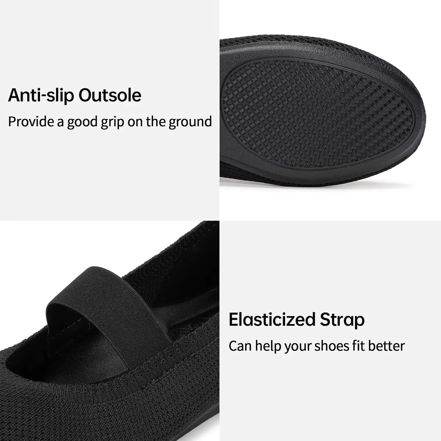 Frank Mully Womens Ballet Flats Casual Round Toe Knit Fabric Flats for Women with Single Strap Ballerina Flat Shoes Lightweight Dressy Shoes for Woman