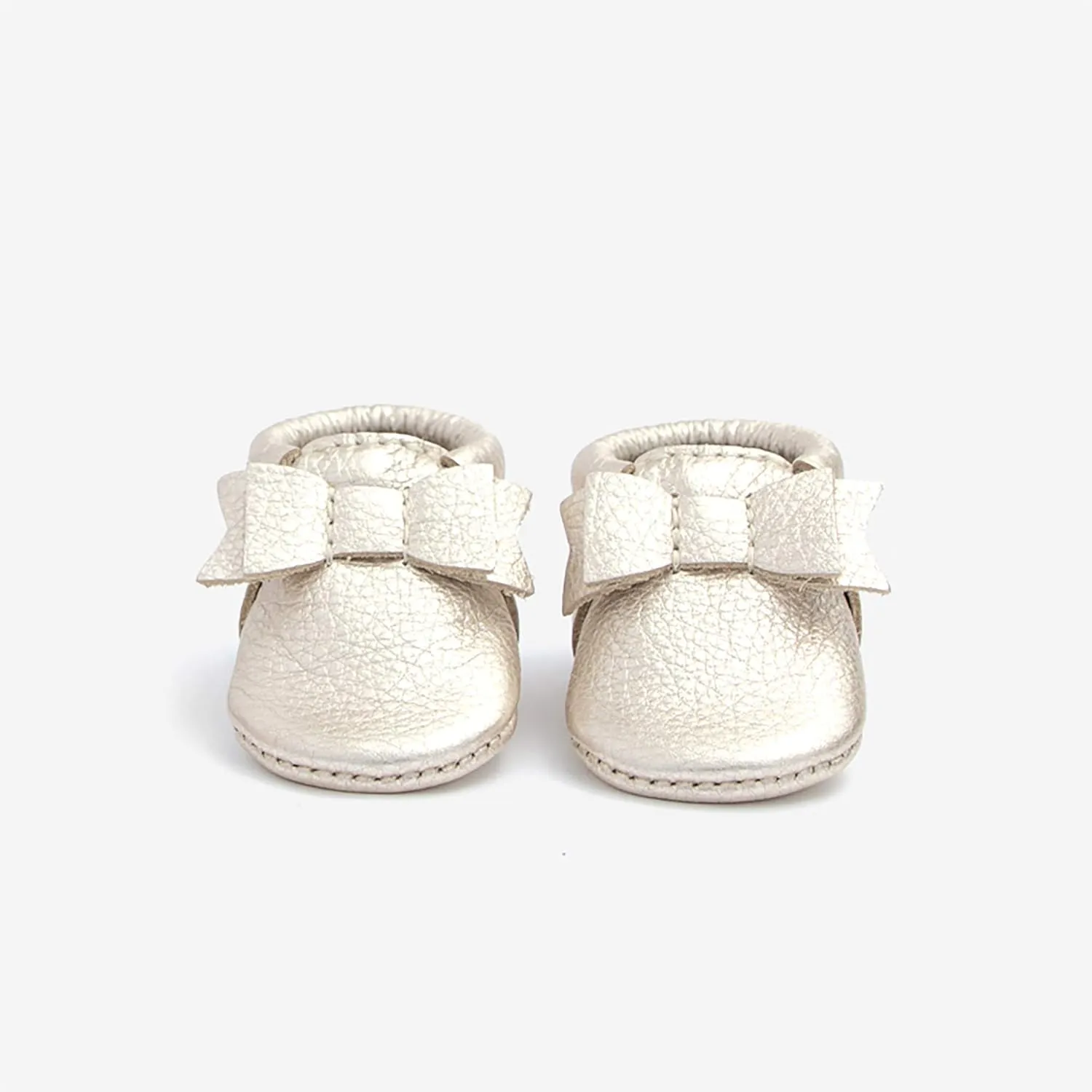 Freshly Picked Newborn Baby Girl Shoes, Ballet Flat Bow Moccasins, Blush