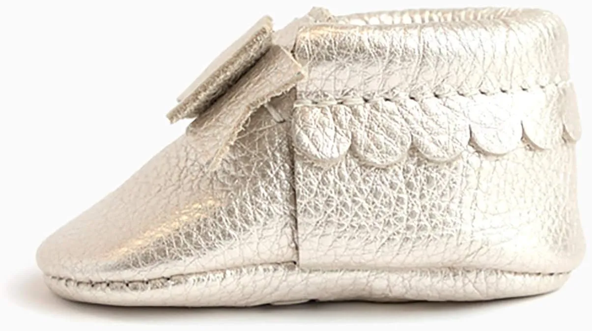 Freshly Picked Newborn Baby Girl Shoes, Ballet Flat Bow Moccasins, Blush