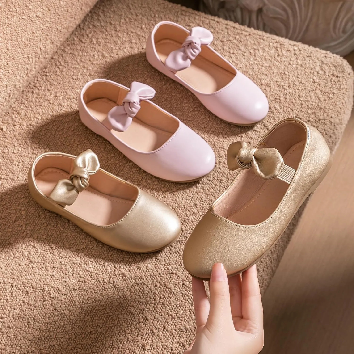 Girls Ballet Flats Dress Shoes Mary Jane Wedding Party Shoes Flower Bridesmaids Princess Shoes Flats