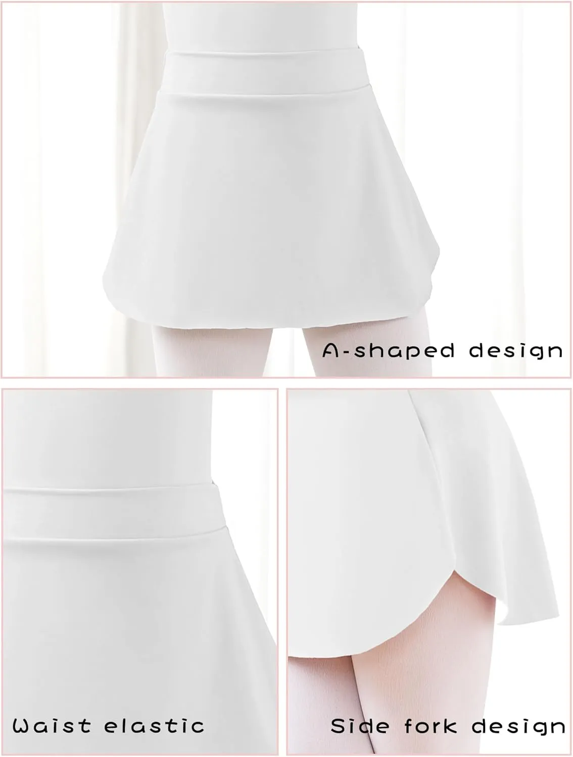 Girls Kids Pull on Ballet Skirts Elastic Short Mini Dance Skirt