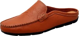 Go Tour Mens Mules Clog Slippers Breathable Punching Leather Slip on Shoes Casual Loafers