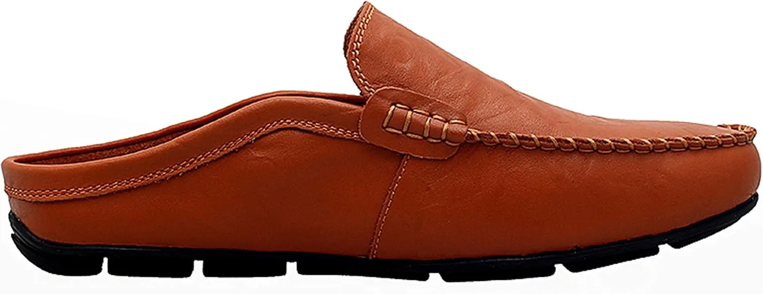 Go Tour Mens Mules Clog Slippers Breathable Punching Leather Slip on Shoes Casual Loafers