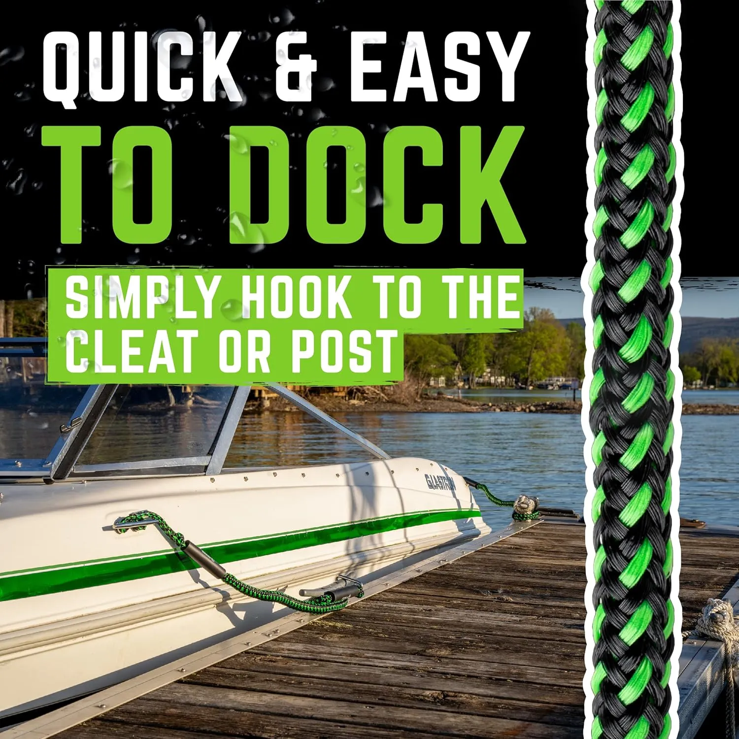 Gradient Fitness Bungee Dock Line | Marine Rope Boat Dock Lines Make Docking & Boarding Easy for Jetski, Kayak, Pontoon. Boat Accessories Stretch 4'-5.5'. Mooring Boat Rope Absorbs Shock