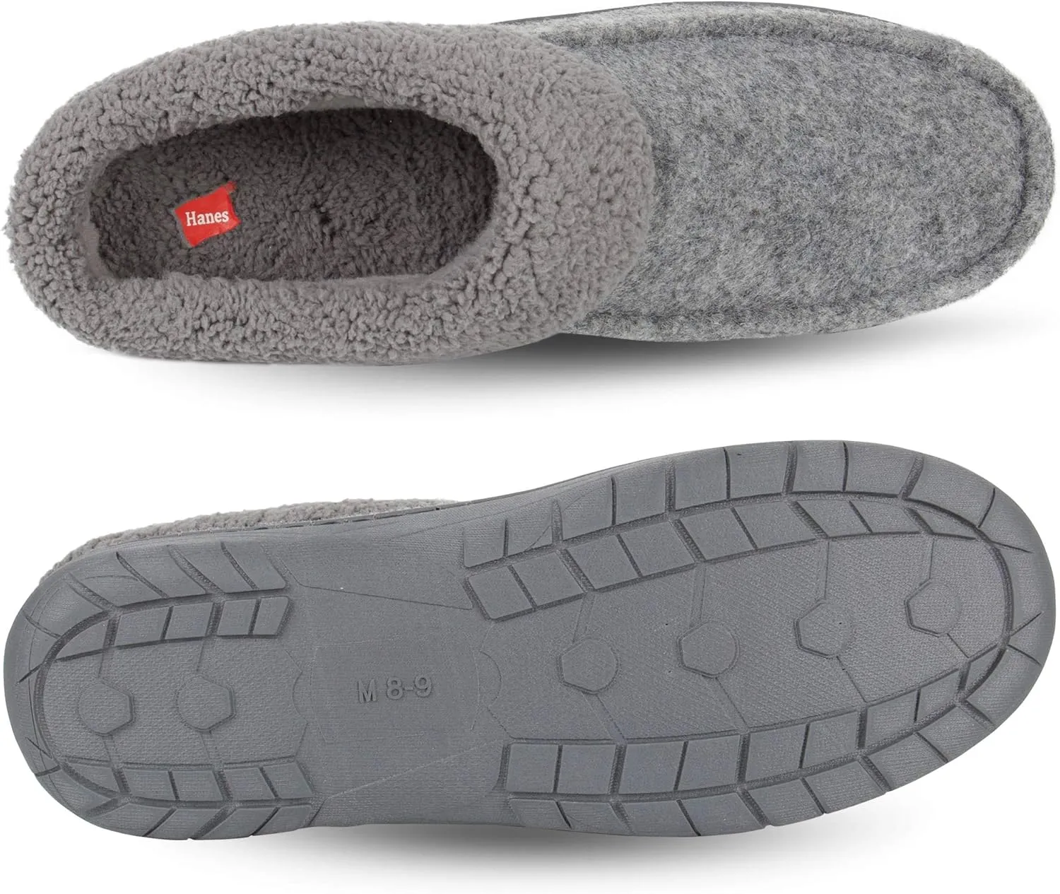 Hanes Men's Felt Clog Slipper Shoe - Memory Foam Indoor Outdoor Sole