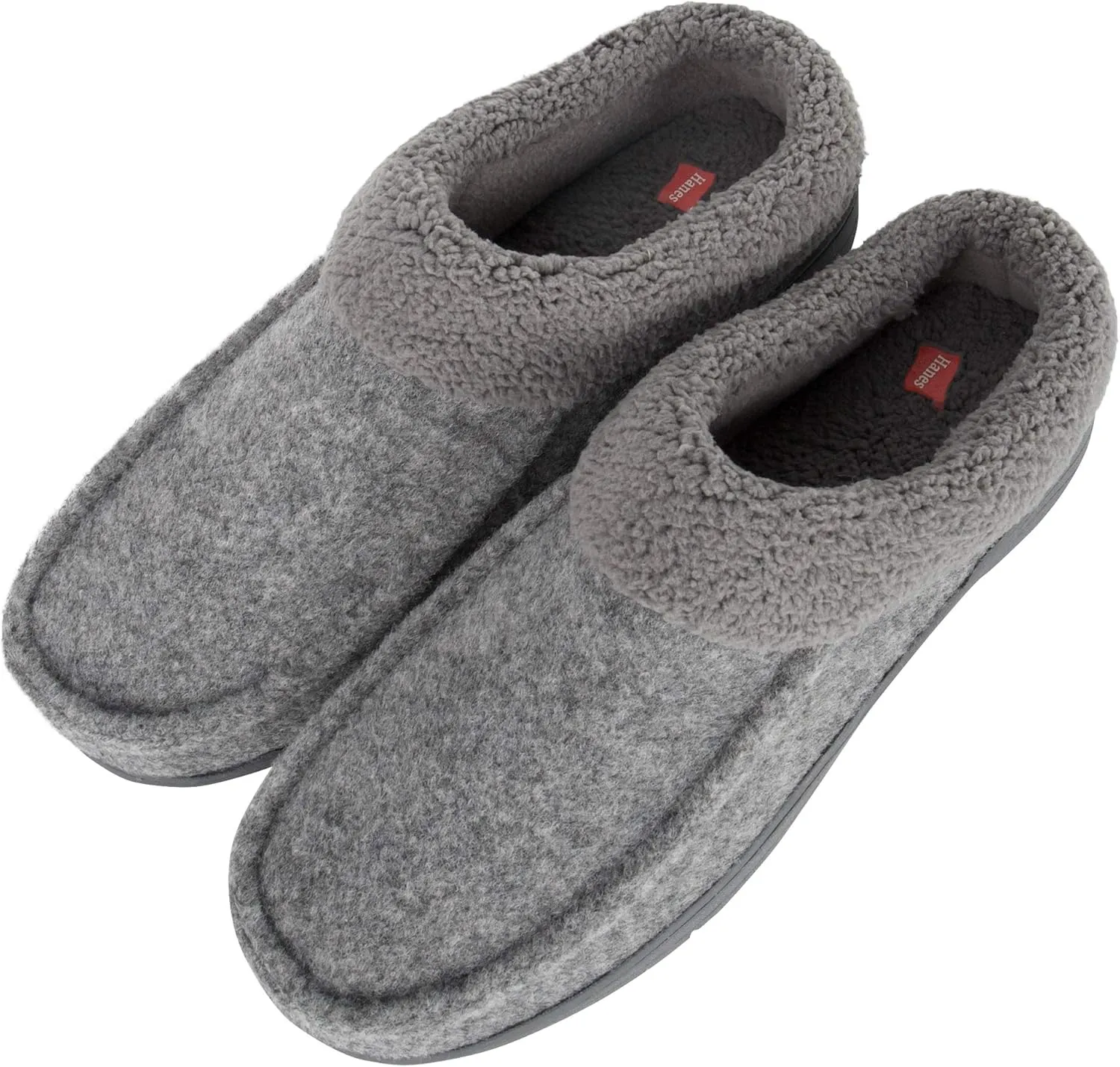 Hanes Men's Felt Clog Slipper Shoe - Memory Foam Indoor Outdoor Sole