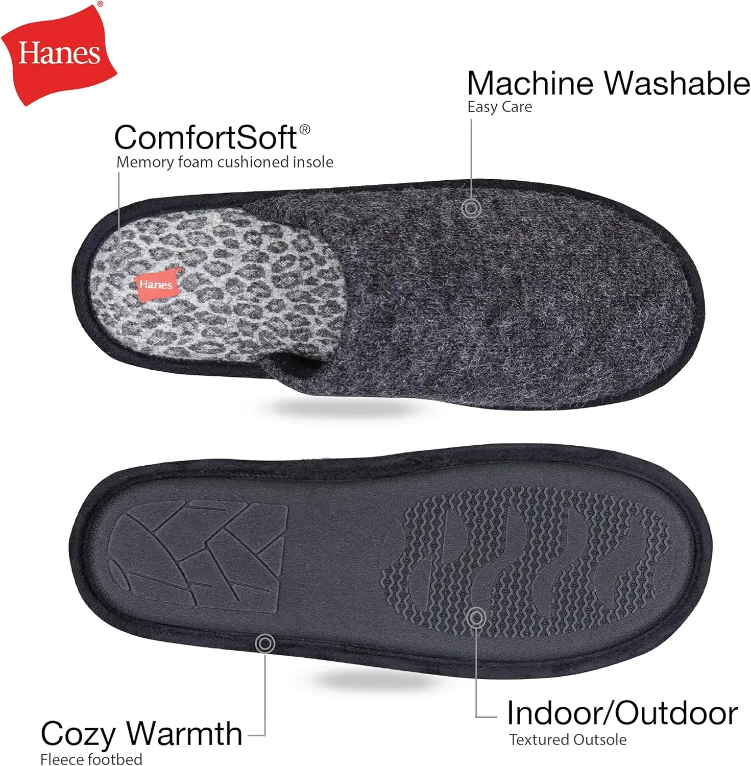 Hanes womens Comfort Cotton on Scuff With Memory Foam and Anti-skid Sole Slipper