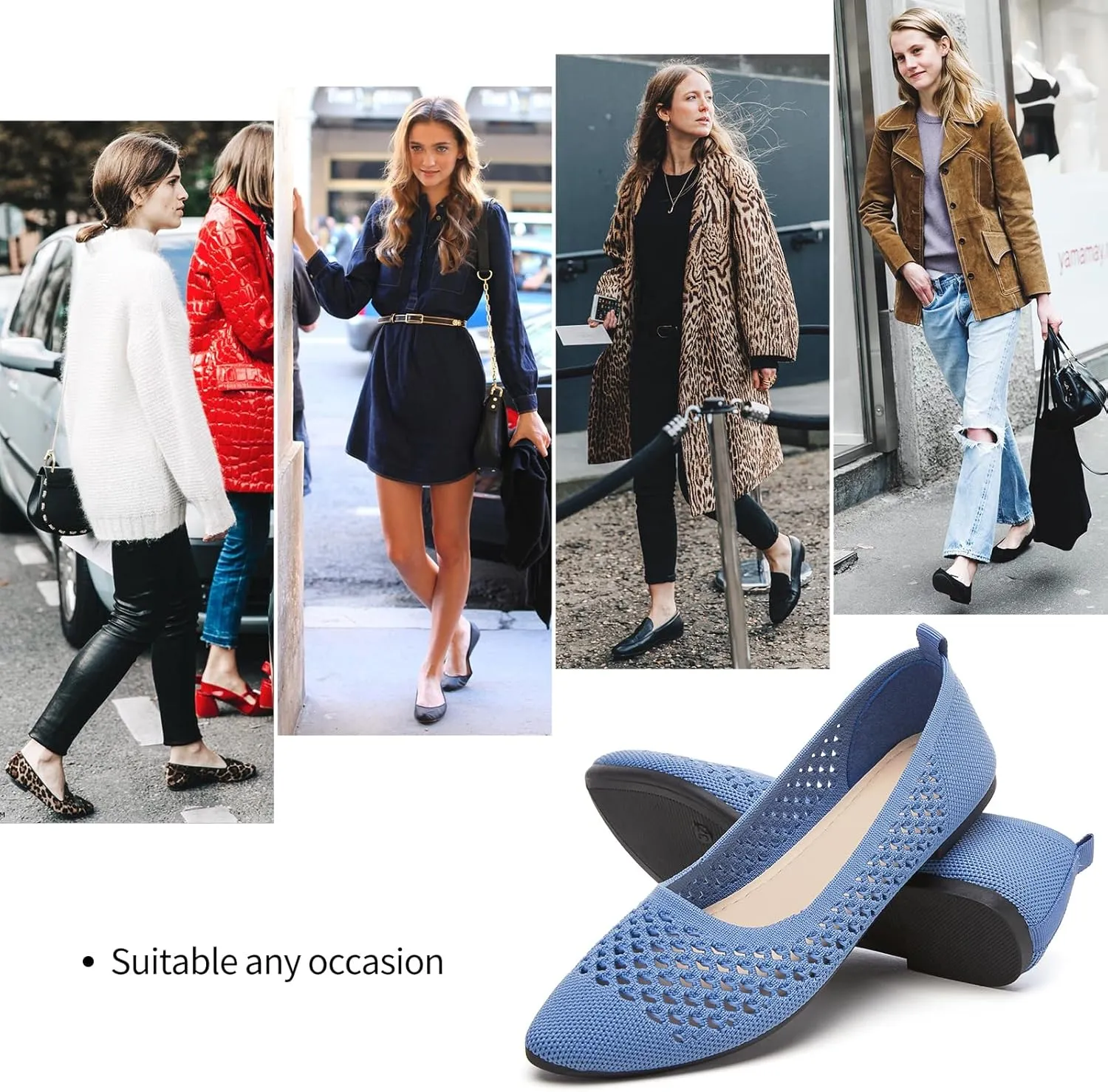 hash bubbie Women's Flats Shoes Women Comfortable Dress Shoes Black Pointed Toe Flats Ballet Mesh Knit Flat Dressy Slip on Business Casual Shoes for Women