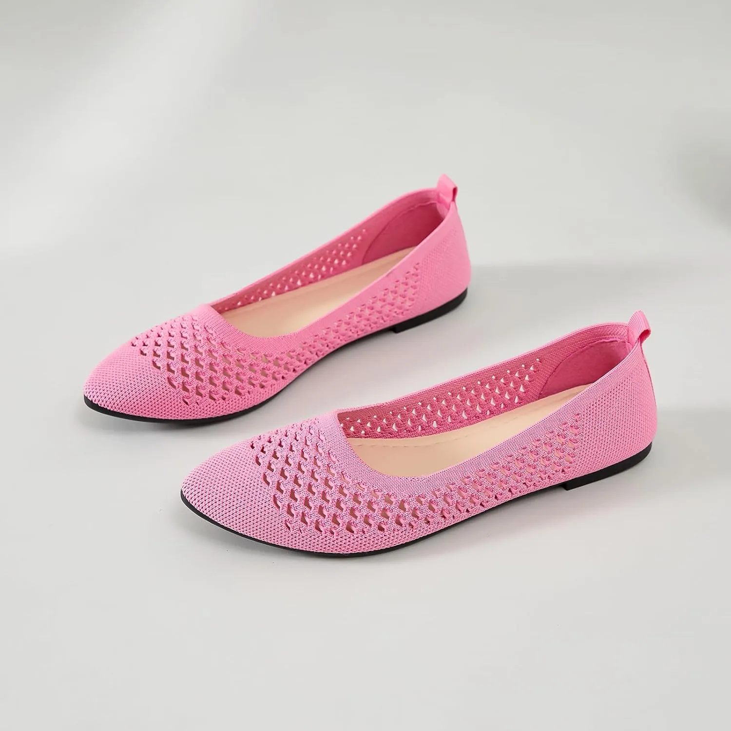 hash bubbie Women's Flats Shoes Women Comfortable Dress Shoes Black Pointed Toe Flats Ballet Mesh Knit Flat Dressy Slip on Business Casual Shoes for Women