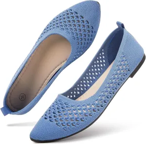 hash bubbie Women's Flats Shoes Women Comfortable Dress Shoes Black Pointed Toe Flats Ballet Mesh Knit Flat Dressy Slip on Business Casual Shoes for Women