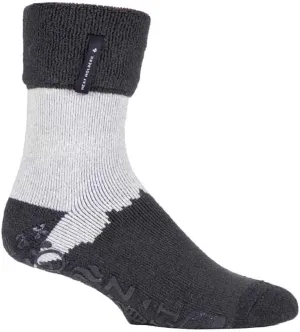 HEAT HOLDERS - Mens Soft Thermal Non Skid Slipper Bed Socks with Gripper Bottoms