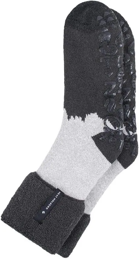 HEAT HOLDERS - Mens Soft Thermal Non Skid Slipper Bed Socks with Gripper Bottoms