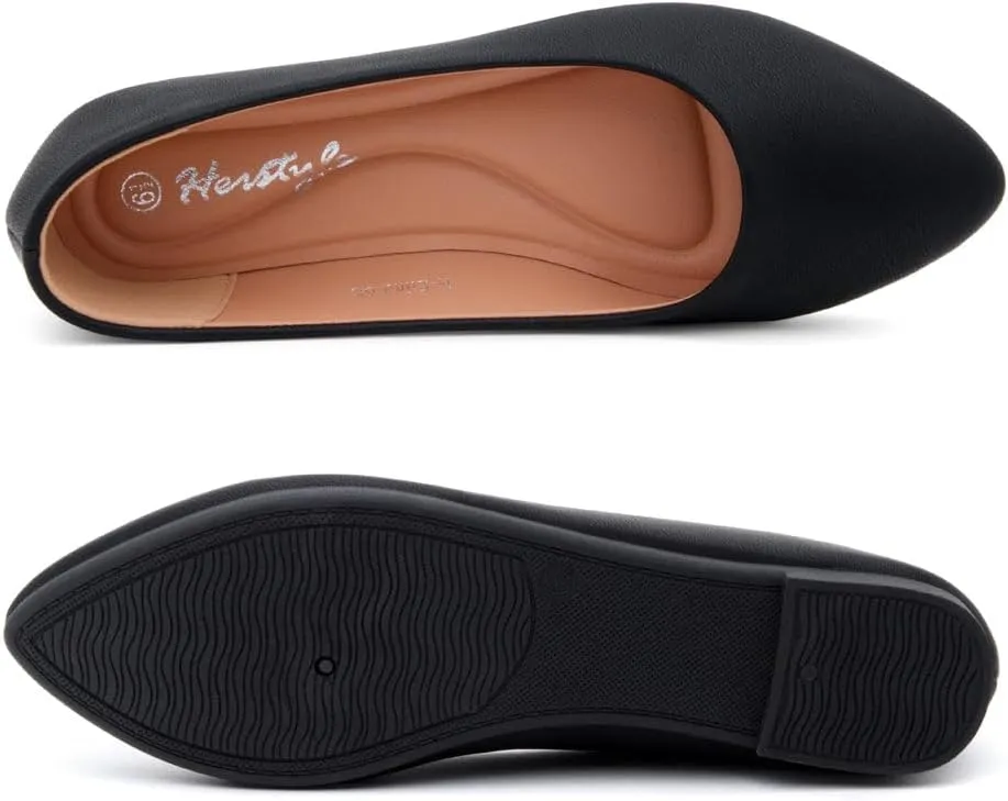 Herstyle Elina Women's Flats, Pointed Toe Ballet Flat Shoes, Slip-On Dressy Flats, Comfortable Casual Ballerina Shoes for Daily Wear, Work, Office, and Party
