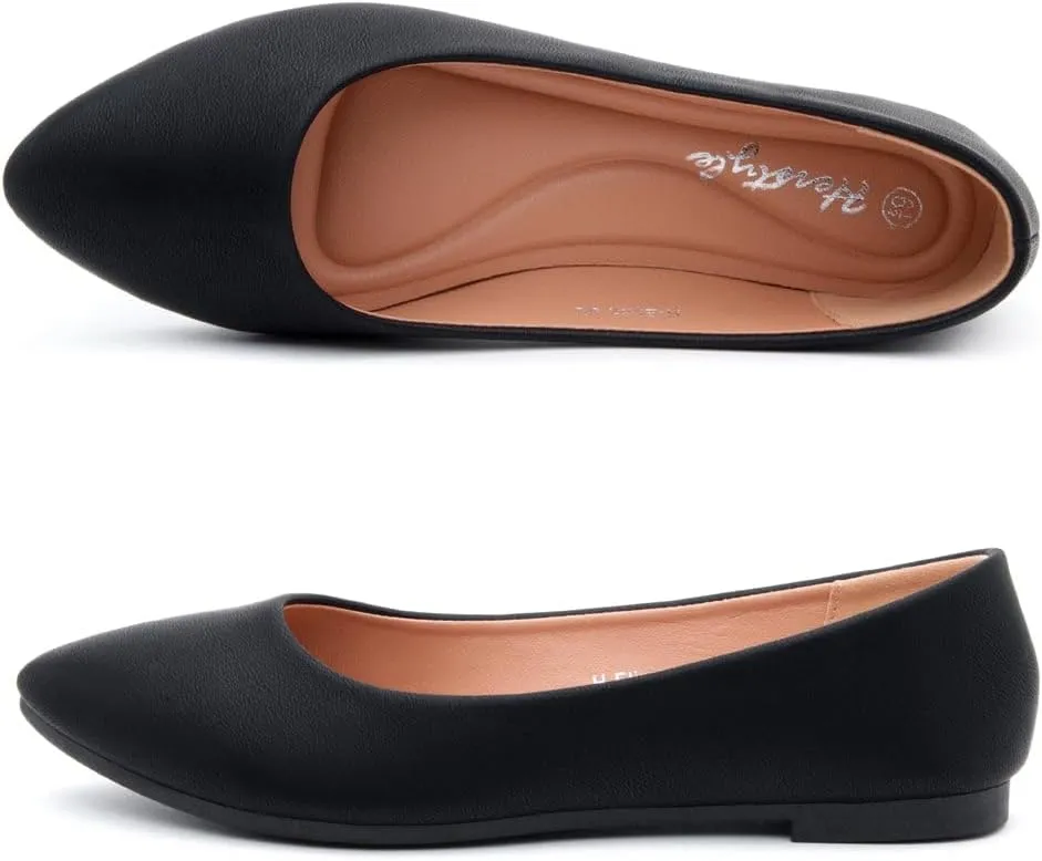 Herstyle Elina Women's Flats, Pointed Toe Ballet Flat Shoes, Slip-On Dressy Flats, Comfortable Casual Ballerina Shoes for Daily Wear, Work, Office, and Party