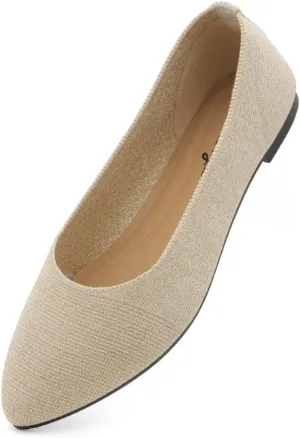 Herstyle Women's Flats – Dressy Pointed Toe Knit Ballet Flat Shoes with Memory Foam | Slip-On, Foldable & Comfortable for Work, Office, Party & Travel (2025 Trend)