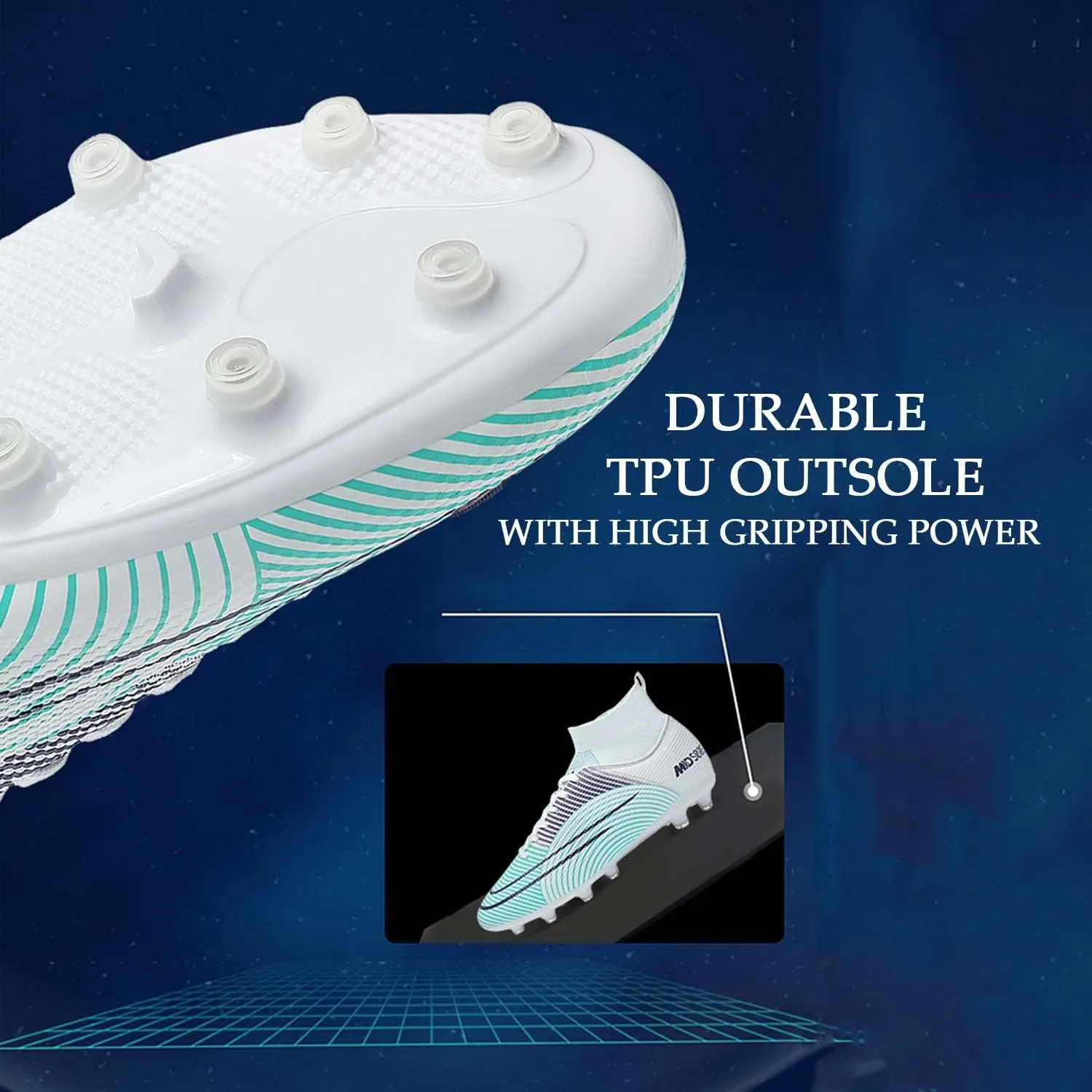 HESBITEUL Mens Athletic Outdoor Indoor Comfortable Soccer Shoes Boys Football Student Cleats Sneaker Shoes High Gripping Power