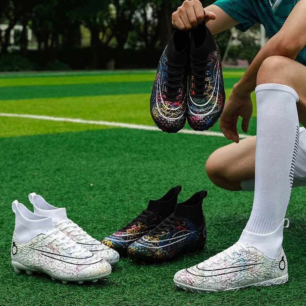 HESBITEUL Mens Athletic Outdoor Indoor Comfortable Soccer Shoes Boys Football Student Cleats Sneaker Shoes High Gripping Power