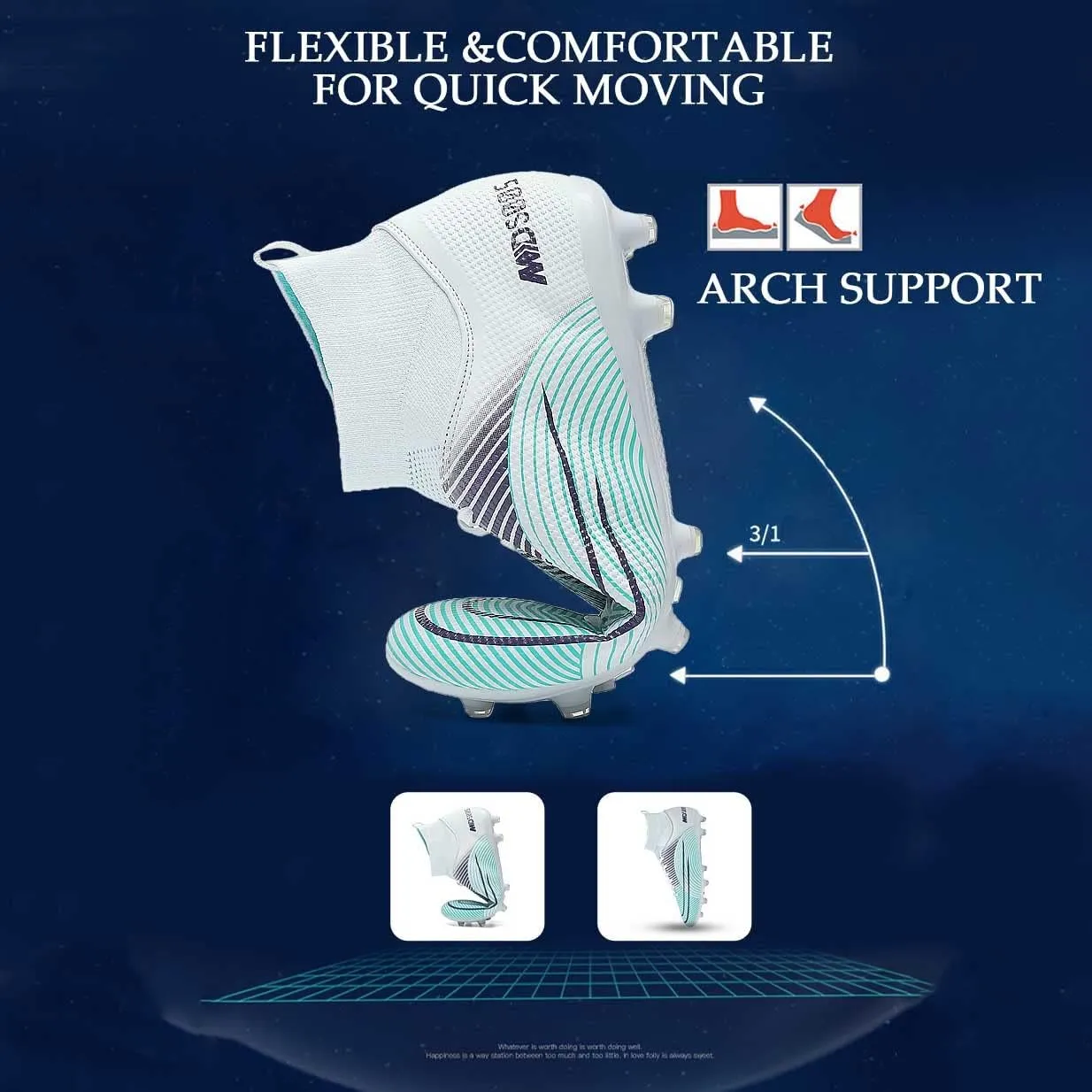 HESBITEUL Mens Athletic Outdoor Indoor Comfortable Soccer Shoes Boys Football Student Cleats Sneaker Shoes High Gripping Power
