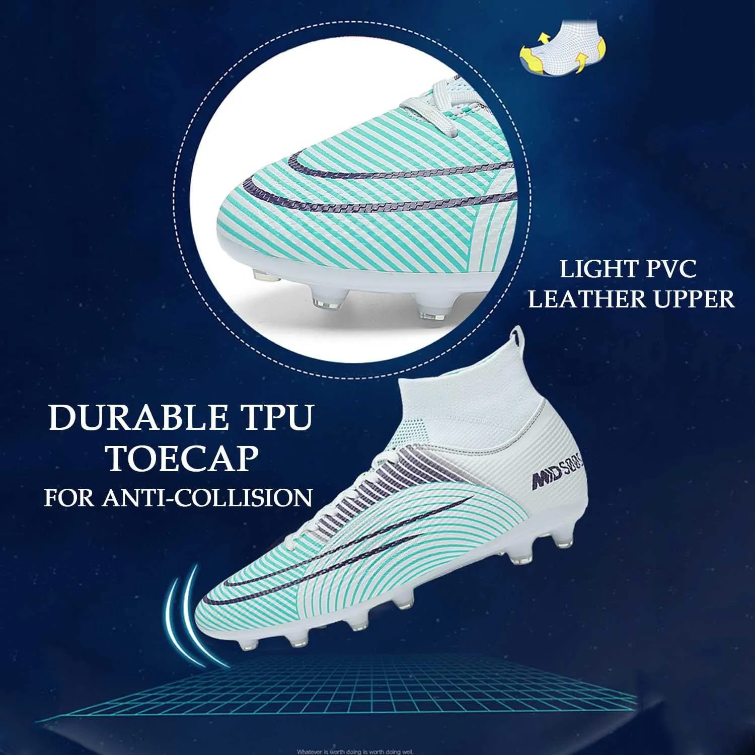HESBITEUL Mens Athletic Outdoor Indoor Comfortable Soccer Shoes Boys Football Student Cleats Sneaker Shoes High Gripping Power