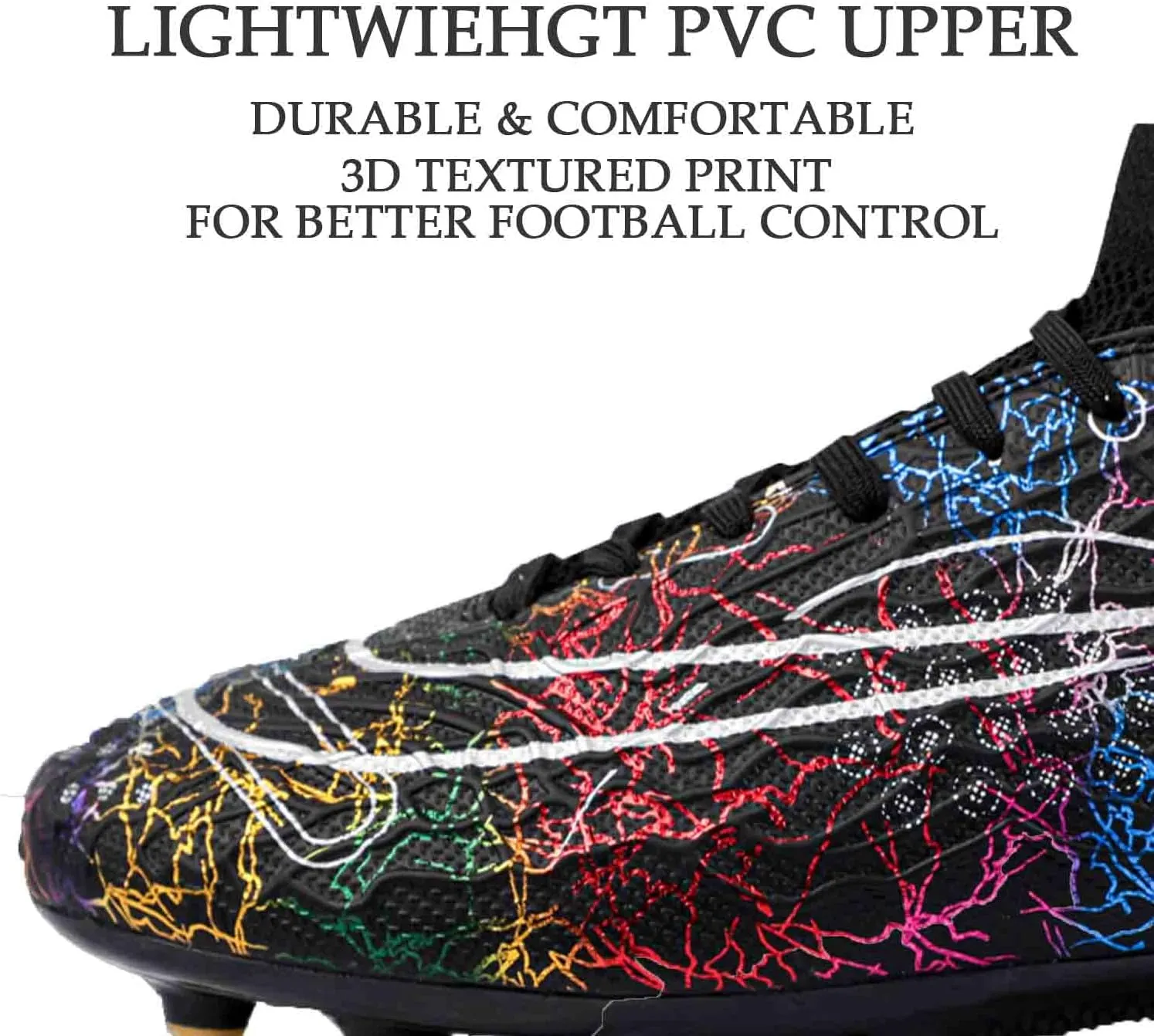HESBITEUL Mens Athletic Outdoor Indoor Comfortable Soccer Shoes Boys Football Student Cleats Sneaker Shoes High Gripping Power