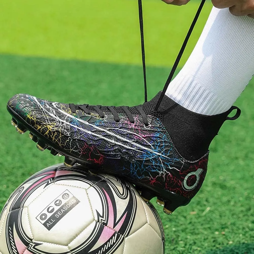 HESBITEUL Mens Athletic Outdoor Indoor Comfortable Soccer Shoes Boys Football Student Cleats Sneaker Shoes High Gripping Power