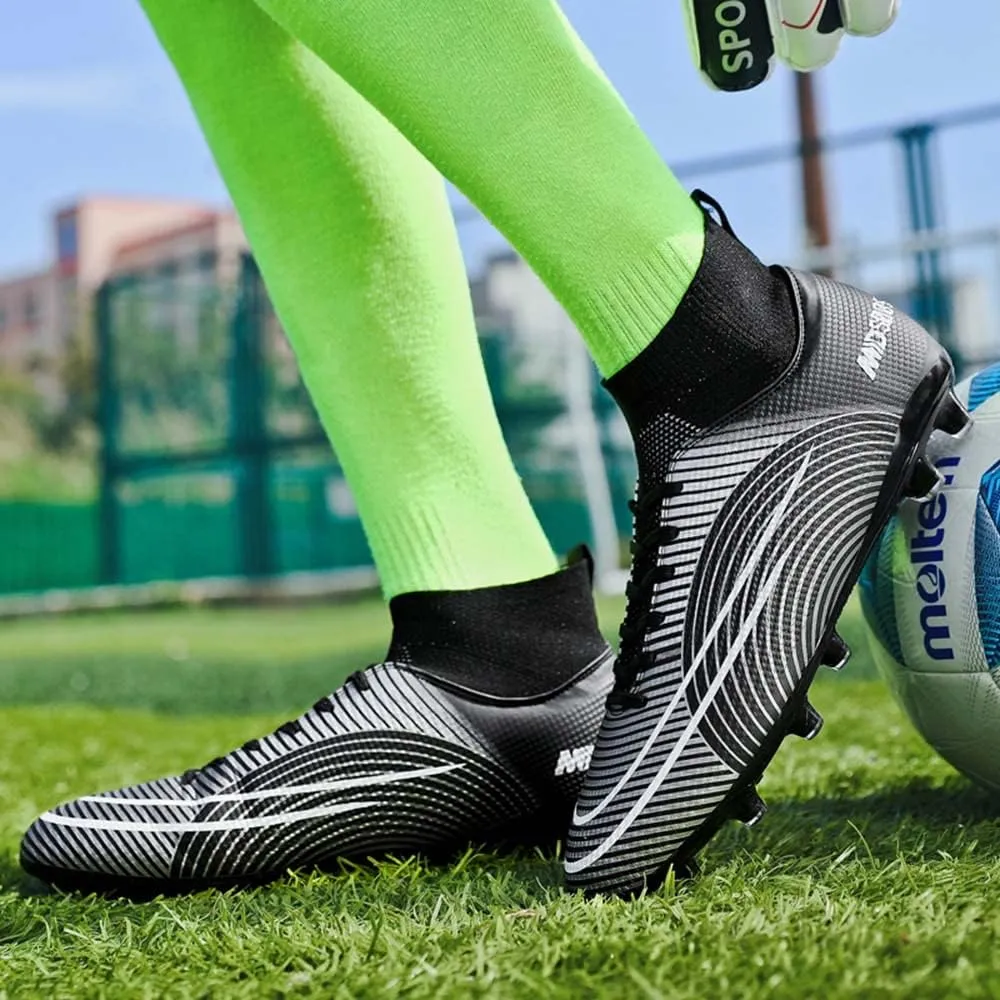 HESBITEUL Mens Athletic Outdoor Indoor Comfortable Soccer Shoes Boys Football Student Cleats Sneaker Shoes High Gripping Power