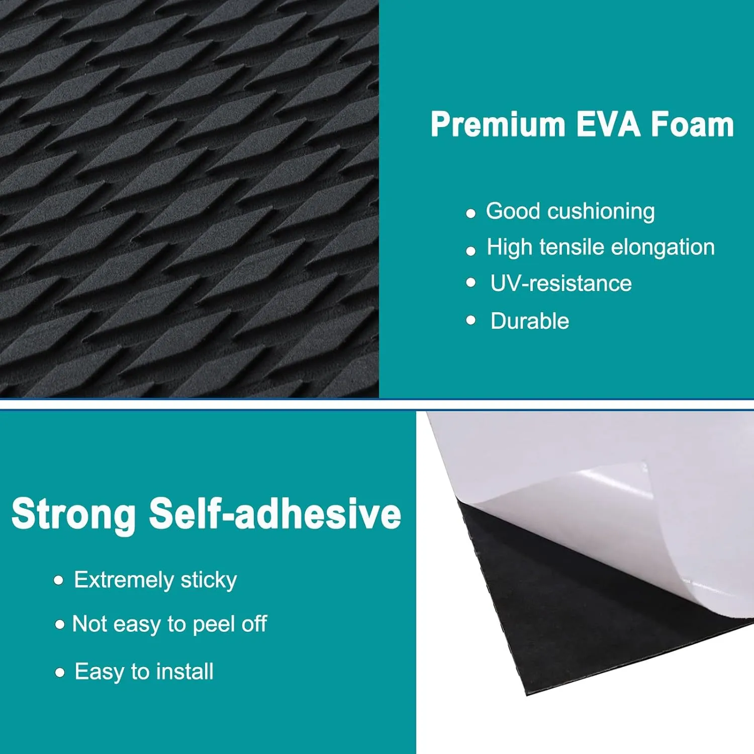 Hjdeck Boat Flooring EVA Foam Boat Decking Marine Carpet Non-Slip Decking Sheet Self-Adhesive Marine Flooring for Fishing Boat Kayak Yacht RV Swimming Pool Golf Cart 94.5"x23.6"/16.1"/11.8"