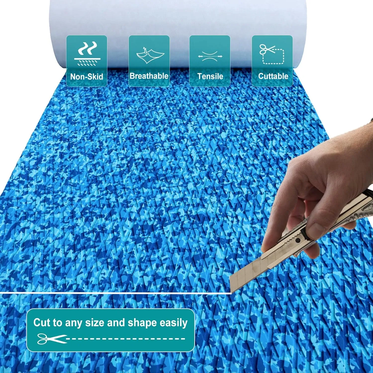 Hjdeck Boat Flooring EVA Foam Boat Decking Marine Carpet Non-Slip Decking Sheet Self-Adhesive Marine Flooring for Fishing Boat Kayak Yacht RV Swimming Pool Golf Cart 94.5"x23.6"/16.1"/11.8"