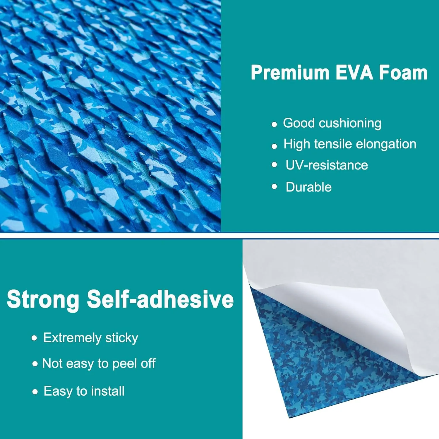 Hjdeck Boat Flooring EVA Foam Boat Decking Marine Carpet Non-Slip Decking Sheet Self-Adhesive Marine Flooring for Fishing Boat Kayak Yacht RV Swimming Pool Golf Cart 94.5"x23.6"/16.1"/11.8"
