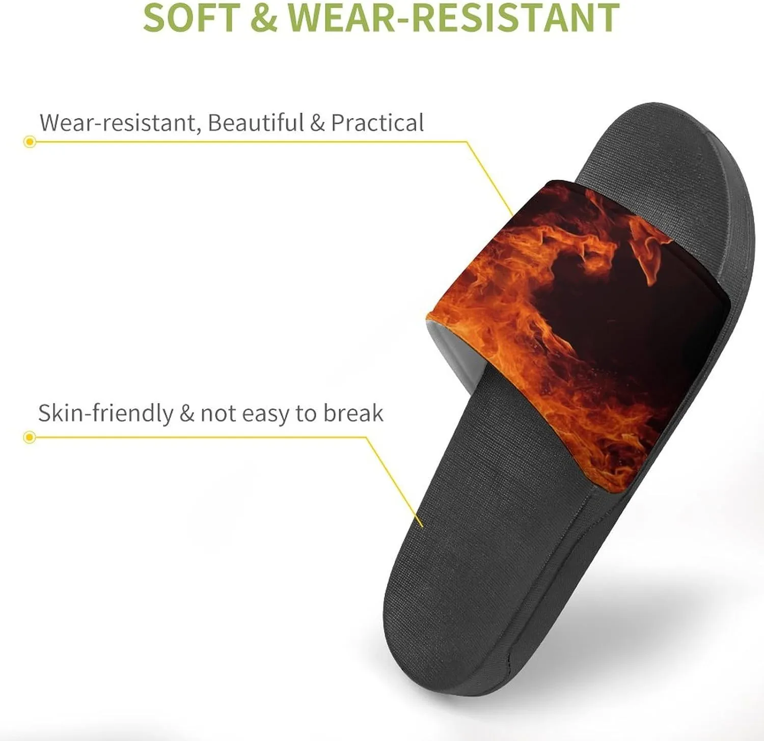 Home Slides Shower Sandals,Dancing Fire Print Open Toe Slippers,Summer Beach Slides,Non-Slip Shower Shoes for Indoor And Outdoor