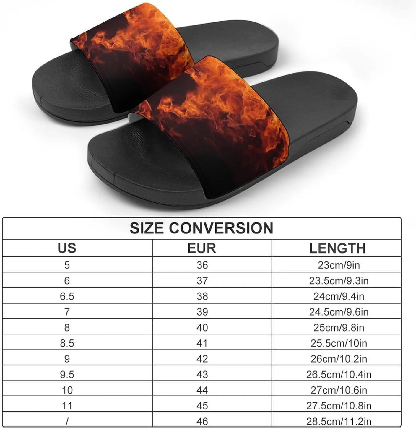 Home Slides Shower Sandals,Dancing Fire Print Open Toe Slippers,Summer Beach Slides,Non-Slip Shower Shoes for Indoor And Outdoor