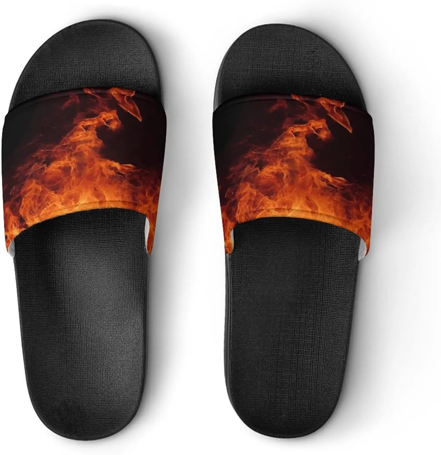 Home Slides Shower Sandals,Dancing Fire Print Open Toe Slippers,Summer Beach Slides,Non-Slip Shower Shoes for Indoor And Outdoor