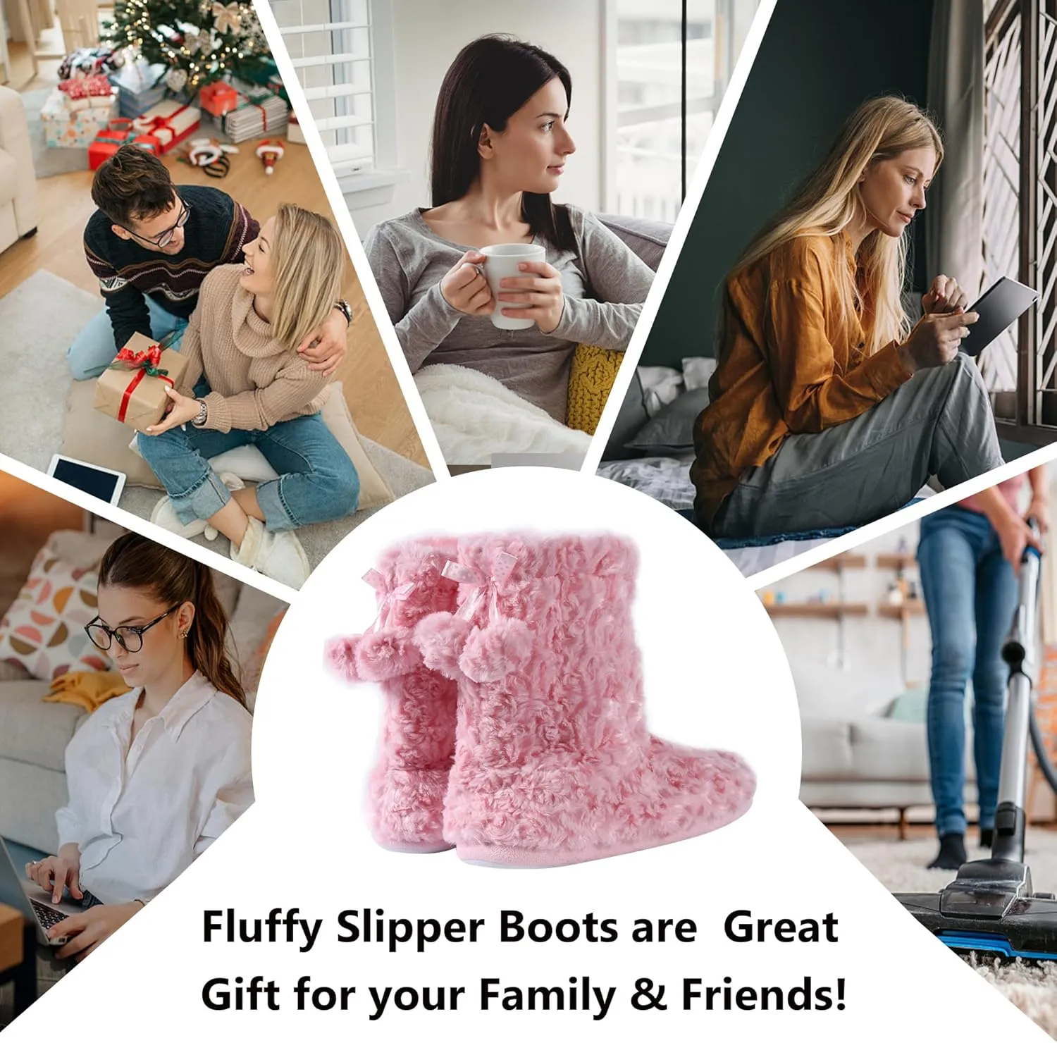 Home Slipper Women's Soft Fleece Plush Warm Indoor House Slipper Boots Shoes
