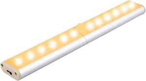 Human Body Closet Sensor Light 12led Cabinet Light USB Charging Night Light Wardrobe Light Stair Light Shoe Cabinet Light (Color : 12=LED Rechargeable Warm Light)