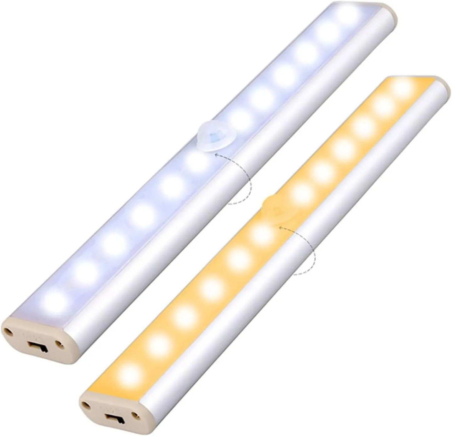 Human Body Closet Sensor Light 12led Cabinet Light USB Charging Night Light Wardrobe Light Stair Light Shoe Cabinet Light (Color : 12=LED Rechargeable Warm Light)
