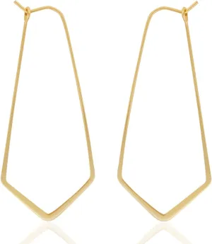 Humble Chic Geometric Chevron Threader Hoop Earrings - Lightweight Cutout Thin Wire Drop Dangles, 18K Yellow - 2 inch