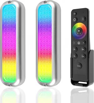 HUSUKU GT3 6000LM Boat Underwater Lights RGB Marine Color Light Kit, 72LED 12V 60W IP68 Waterproof, All-Metal, Wireless Grouping and Control Auto Sync, for Yacht Boat Dock Transom Pontoon Lights