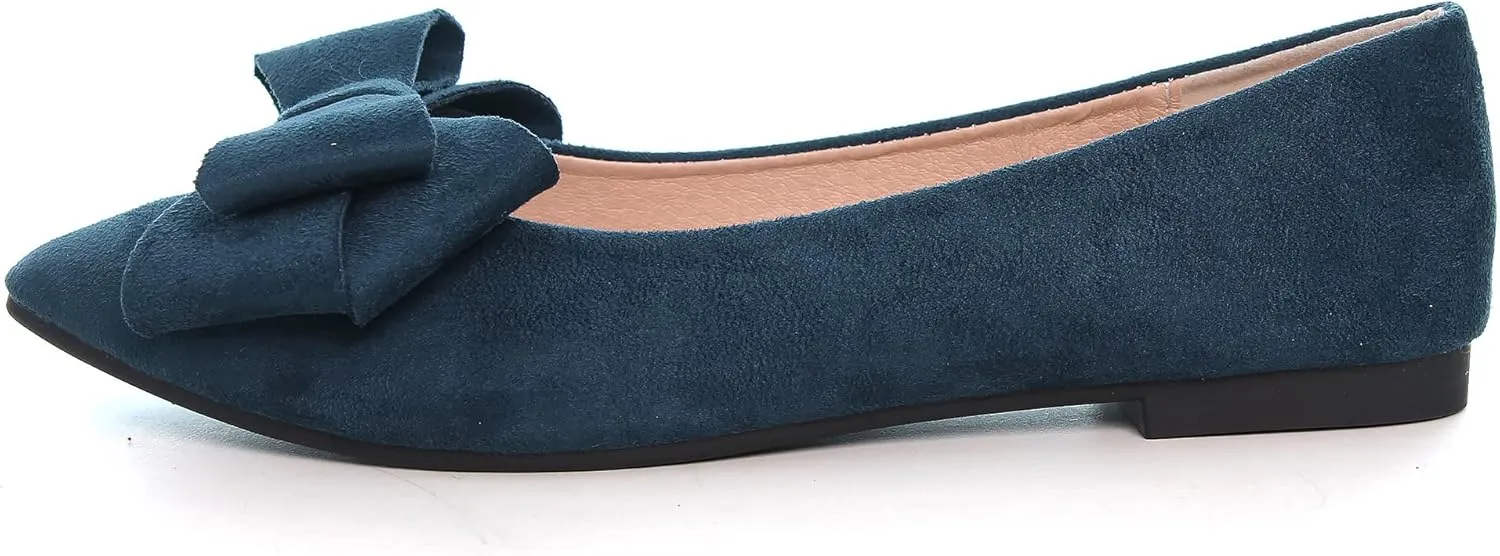 JiangWei Shu Women's Ballet Flats Solid Slip On Walking Shoes