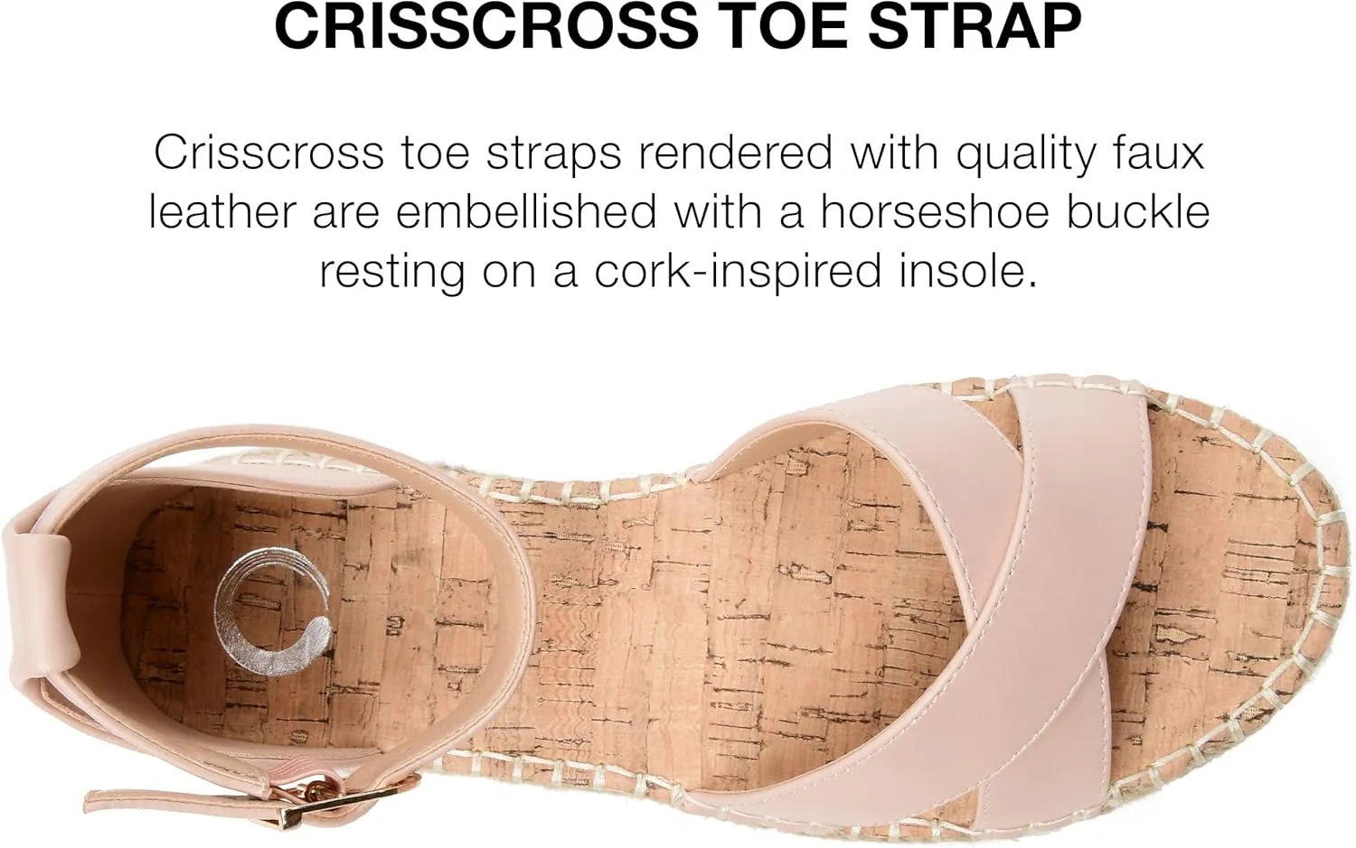Journee Womens Flat Espadrille Strappy Crisscross Open Round Toe Sandal - Lyddia Buckle Ankle Strap Platform
