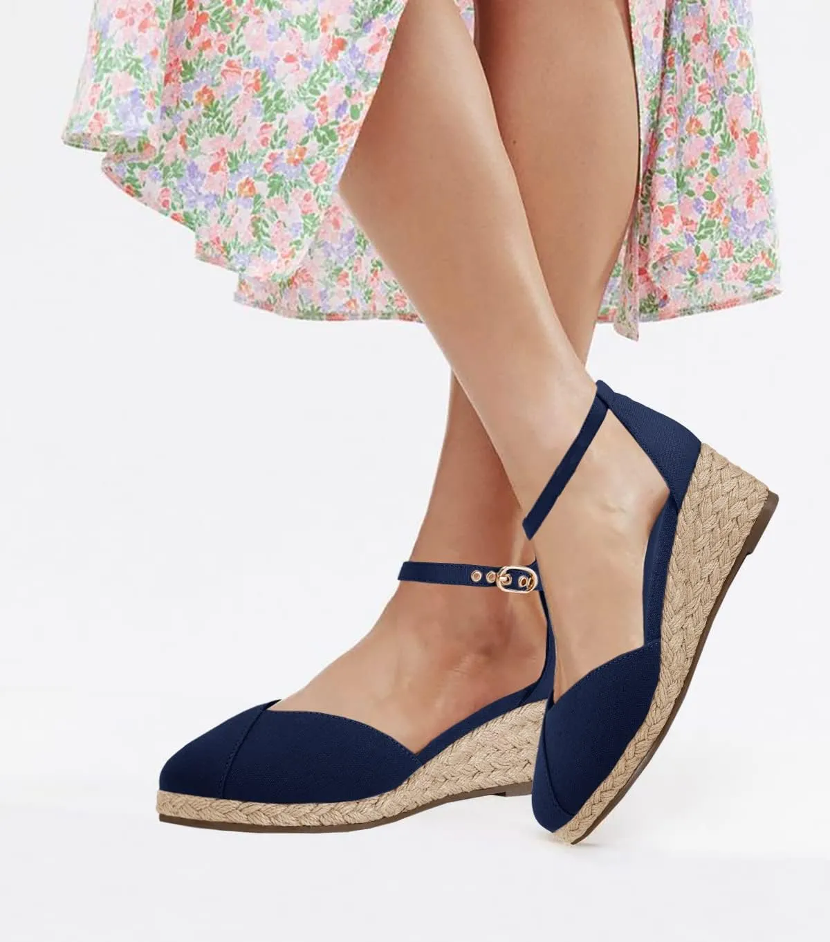 Juliet Holy Womens Espadrilles Sandals Closed Toe Platform Ankle Strap Casual Summer Wedges