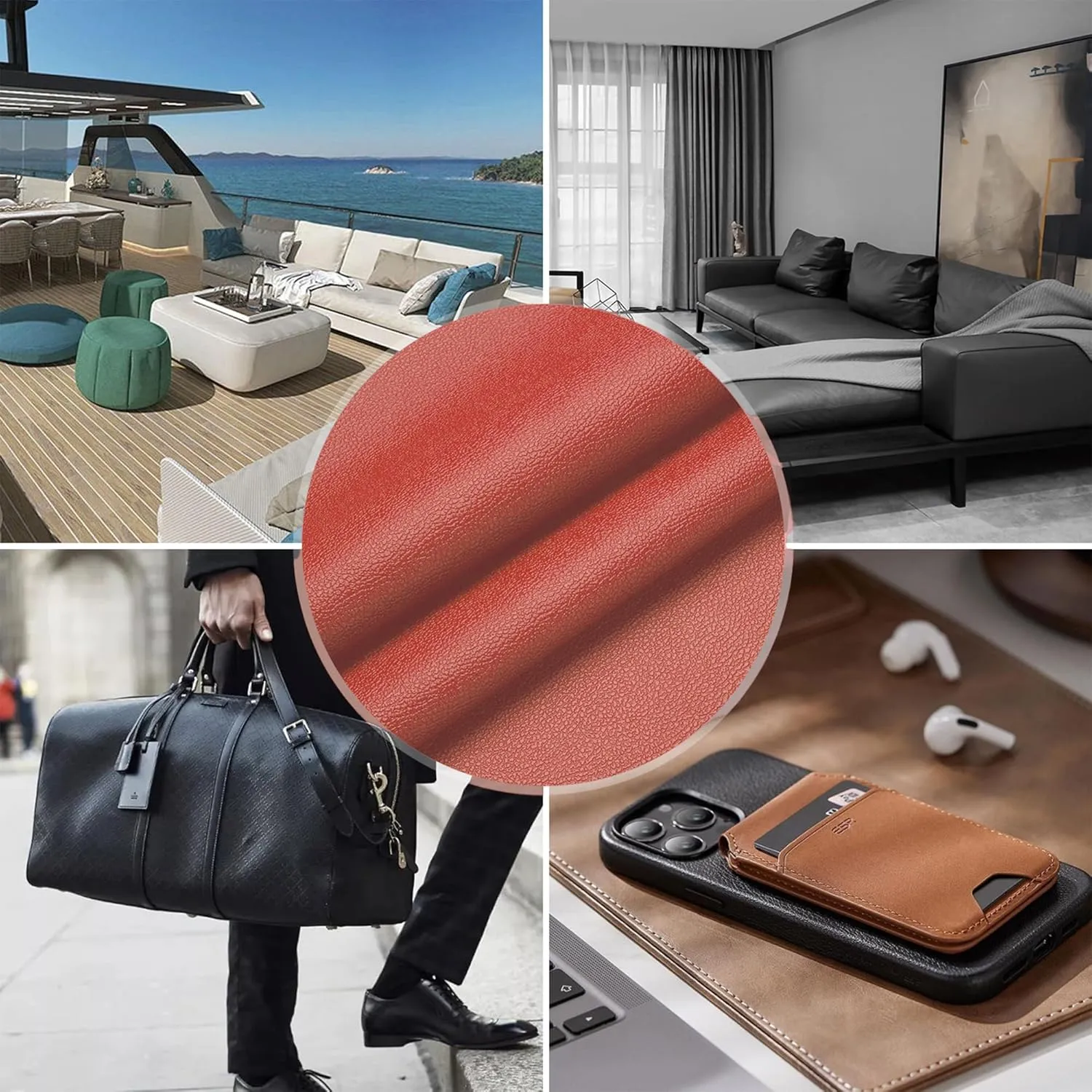 K-Musculo Vinyl Fabric, Marine Faux Leather Upholstery, for Upholstery Crafts, DIY Sewings, Sofa, Handbag, Earrings, Hair Bows Decorations (Orange Red 54'' X 108'' inch 3Yd)