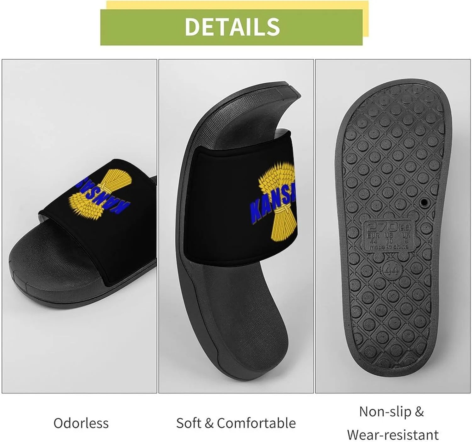 Kansas Wheat Cereal Crop Shower Sandals PVC Pillow Slippers Bath Slip On Home Shoes Non-Slip for Outdoor