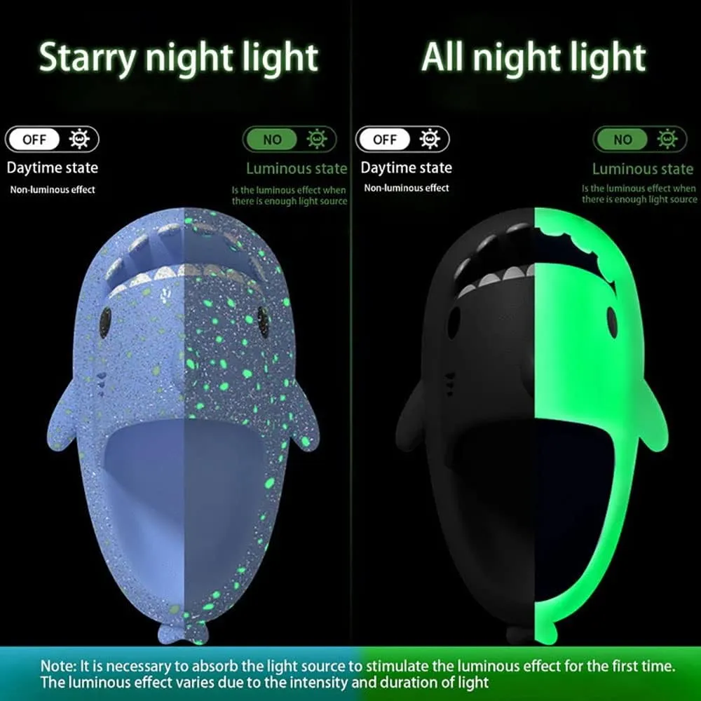 Kapley Galaxy Shark Slides Glow In The Dark, Cloud Starry Sky Luminous Shark Slides for Women Men