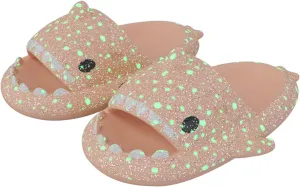 Kapley Galaxy Shark Slides Glow In The Dark, Cloud Starry Sky Luminous Shark Slides for Women Men